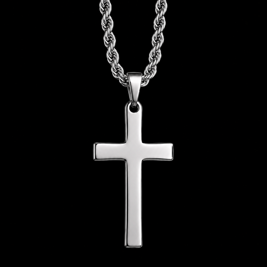 Men's Classic Cross Necklace – Gold & Silver Stainless Steel | 3mm Chain 28"
