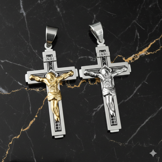 Men's Stainless Steel Jesus Crucifix Pendant | Durable Catholic Cross Necklace