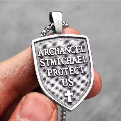 Archangel Michael Necklace with Sword and Wings | Protective Stainless Steel Pendant