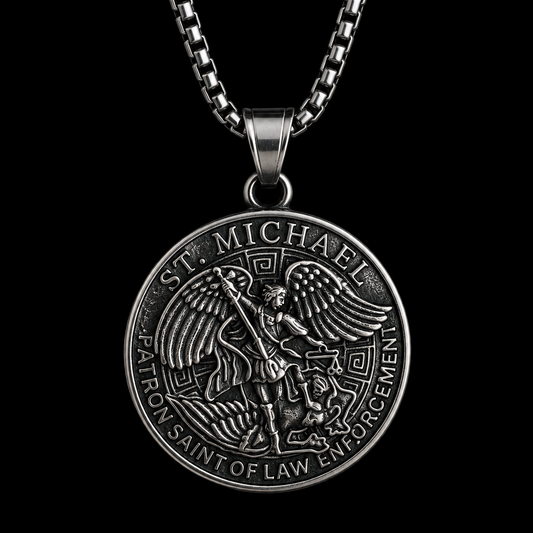 Saint Michael Necklace for Men – Police & Military Protection Medal | Stainless Steel 32g