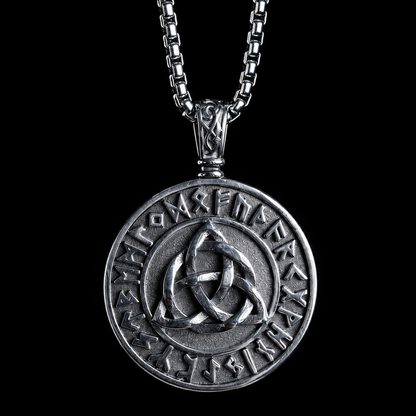 Large Triquetra Rune Medallion Necklace for Men.