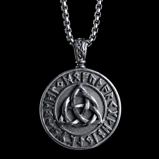 Large Triquetra Rune Medallion Necklace for Men.