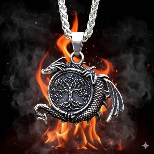 Viking Nordin Pendant Tree of Life and Dragon