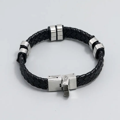 Simple woven stainless steel leather bracelet men's jewelry bracelet