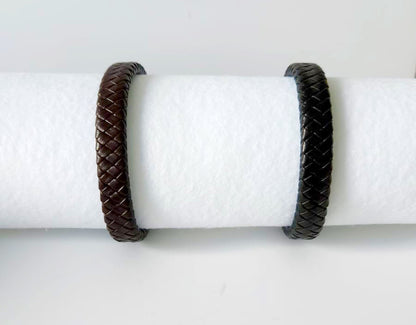 Vintage Stainless Steel Leather Woven Bracelet