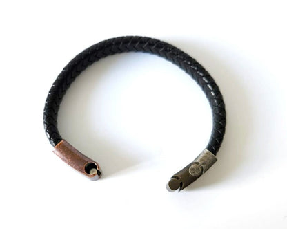 Vintage Stainless Steel Leather Woven Bracelet