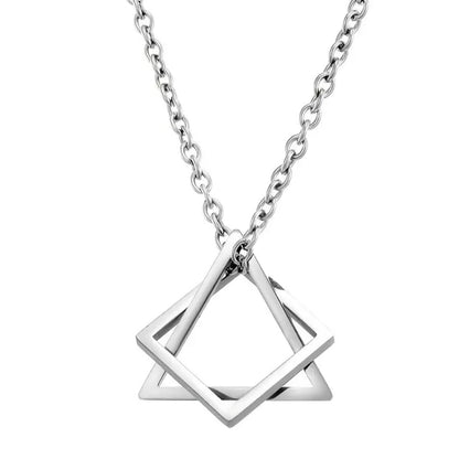 Trendy Interlocking Square Triangle Pendant Fo Geometric Stacking Streetwear Hip Pop Rock Necklace